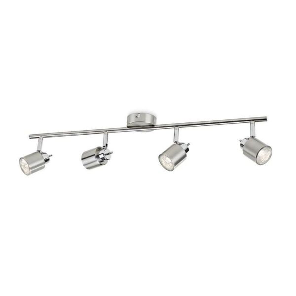 Regleta 4 Focos Orientables MERANTI Techo/Pared Color Níquel IP20 | LeonLeds