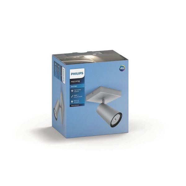 Spot orientable 1 lumière PAISLEY Plafond ou Mur Couleur Aluminium IP20 | LéonLeds