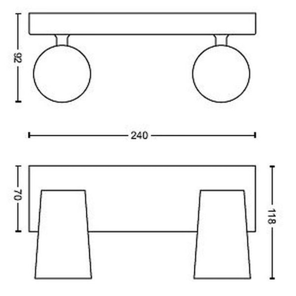 Regleta 2 luces Orientables PAISLEY Color Aluminio IP20 Techo o Pared | LeonLeds