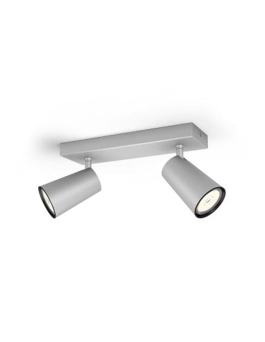 Regleta 2 luces Orientables PAISLEY Color Aluminio IP20 Techo o Pared | LeonLeds