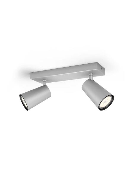 Regleta 2 luces Orientables PAISLEY Color Aluminio IP20 Techo o Pared | LeonLeds
