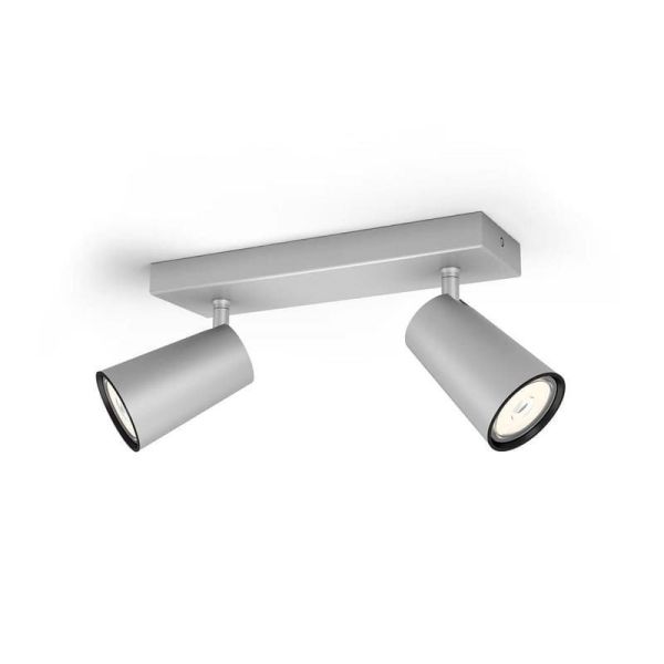 Regleta 2 luces Orientables PAISLEY Color Aluminio IP20 Techo o Pared | LeonLeds