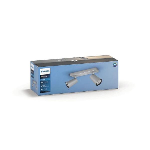 Regleta 2 luces Orientables PAISLEY Color Aluminio IP20 Techo o Pared | LeonLeds