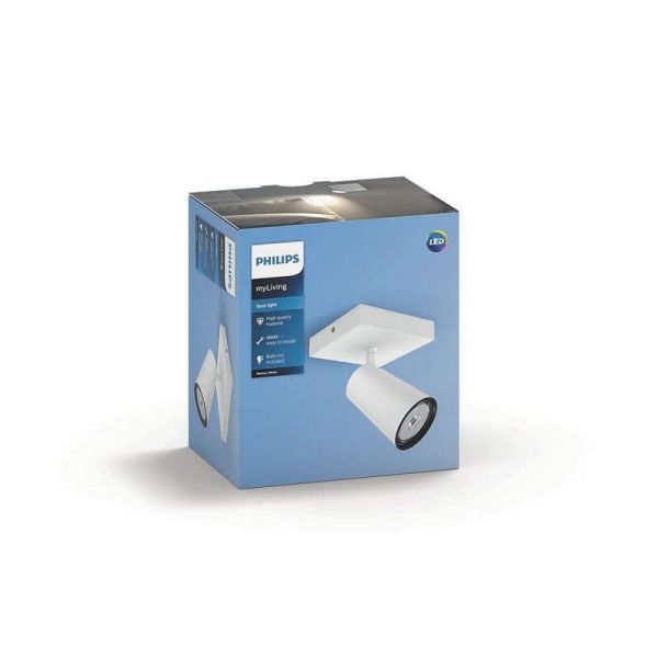 1 Foco para Teto ou Parede PAISLEY Cor Branco IP20 | LeonLeds