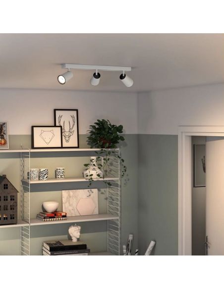 Regleta 3 Focos PAISLEY Color Blanco Cabezal Orientable IP20 Techo o Pared | LeonLeds