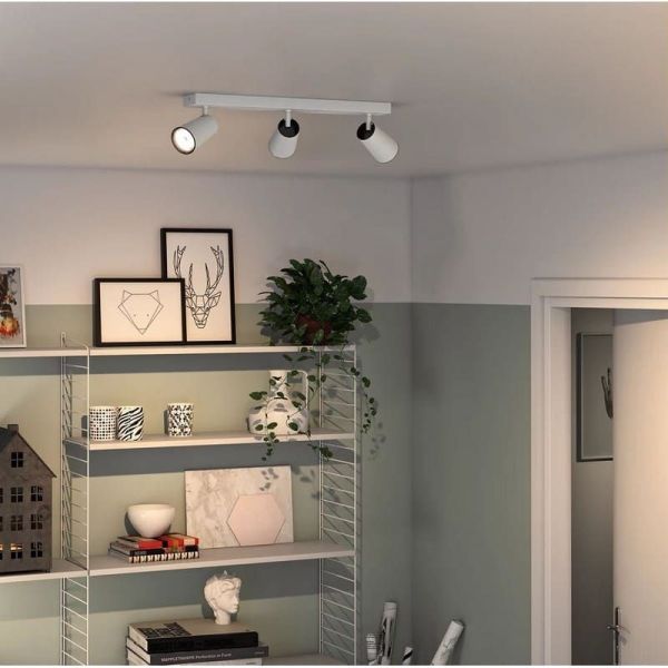 Regleta 3 Focos PAISLEY Color Blanco Cabezal Orientable IP20 Techo o Pared | LeonLeds