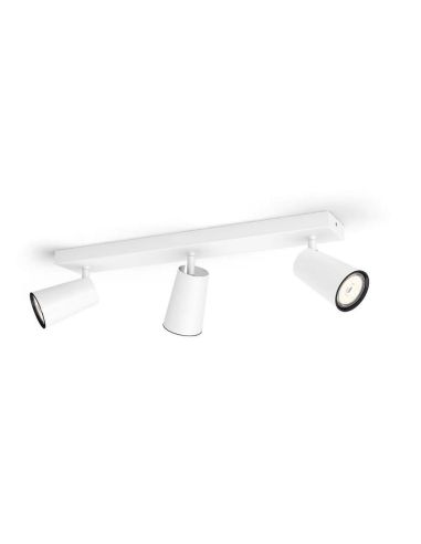 Regleta 3 Focos PAISLEY Color Blanco Cabezal Orientable IP20 Techo o Pared | LeonLeds