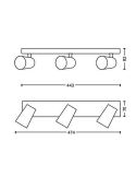 Regleta 3 Focos PAISLEY Color Blanco Cabezal Orientable IP20 Techo o Pared | LeonLeds