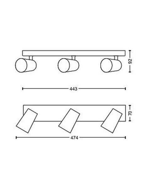 Regleta 3 Focos PAISLEY Color Blanco Cabezal Orientable IP20 Techo o Pared | LeonLeds