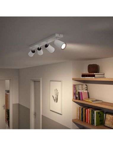 Strip 4 Spots Orientables PAISLEY Plafond/Mur Couleur Nickel IP20 | LéonLeds