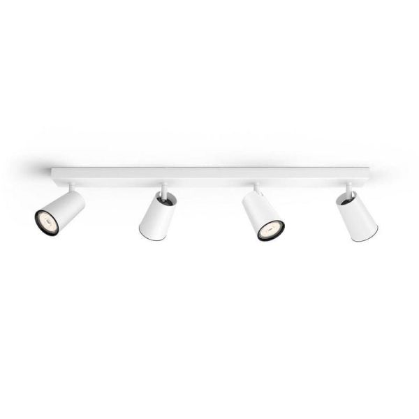 Strip 4 Spots Orientables PAISLEY Plafond/Mur Couleur Nickel IP20 | LéonLeds