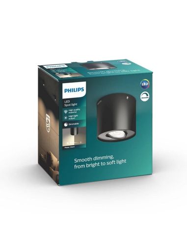 Foco de techo/pared PHASE Color Negro 1x4.5W IP20 2700K IP20 | LeonLeds