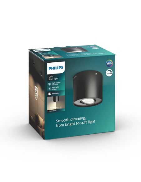 Foco de techo/pared PHASE Color Negro 1x4.5W IP20 2700K IP20 | LeonLeds