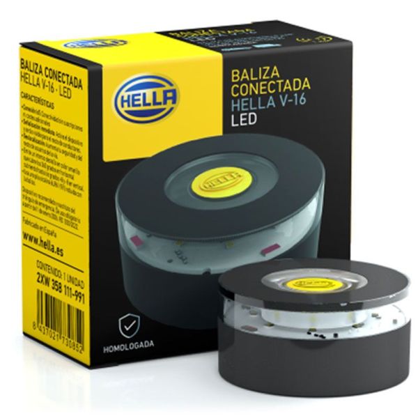 Baliza Homologada V-16 conectada DGT 3.0 IOT - producto y envase