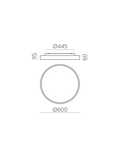 Luminária de teto/parede LED ROMA com luz para cima e para baixo, Ø 60cm 6000lm + 9W 760lm, difusor microprismático, 2700K-3000K