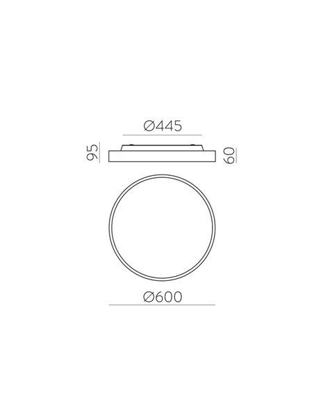 Plafonnier/applique murale LED ROMA avec éclairage vers le haut et vers le bas, Ø 60 cm, 6000 lm + 9 W, 760 lm, diffuseur microp