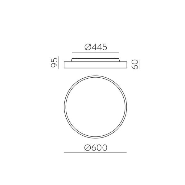 Plafón de techo/Aplique de pared LED ROMA con luz arriba y abajo Ø 60cm 6000Lm + 9W 760Lm, Difusor Microprismatico, 2700K-3000K 