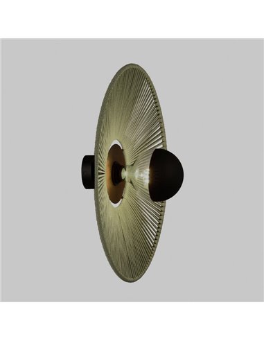 Abat-jour Ø 50cm PAMELA H50 mm + Disque Noir en corde et rotin, différents coloris -Configurable-