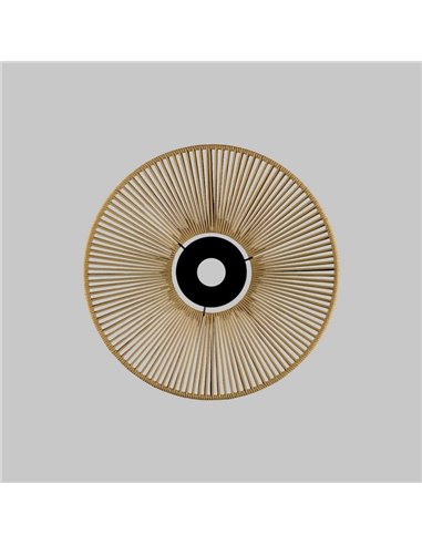 Abat-jour Ø 50cm PAMELA H50 mm + Disque Noir en corde et rotin, différents coloris -Configurable-