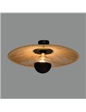Abat-jour Ø 50cm PAMELA H50 mm + Disque Noir en corde et rotin, différents coloris -Configurable-