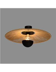 Abajur Ø 50cm PAMELA H50 mm + Disco Preto em corda e rattan, cores diversas -Configurável- 2