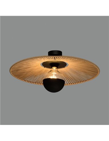 Pantalla de Ø 50cm PAMELA H50 mm + Disco Negro en cuerda y ratán, distintos colores -Configurable-