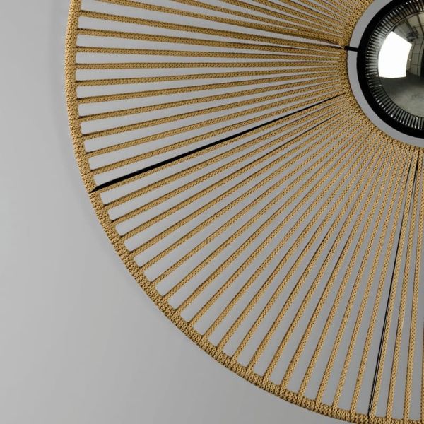 Abajur Ø 50cm PAMELA H50 mm + Disco Preto em corda e rattan, cores diversas -Configurável-