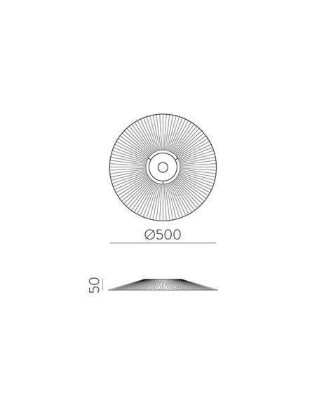 Abajur Ø 50cm PAMELA H50 mm + Disco Preto em corda e rattan, cores diversas -Configurável-