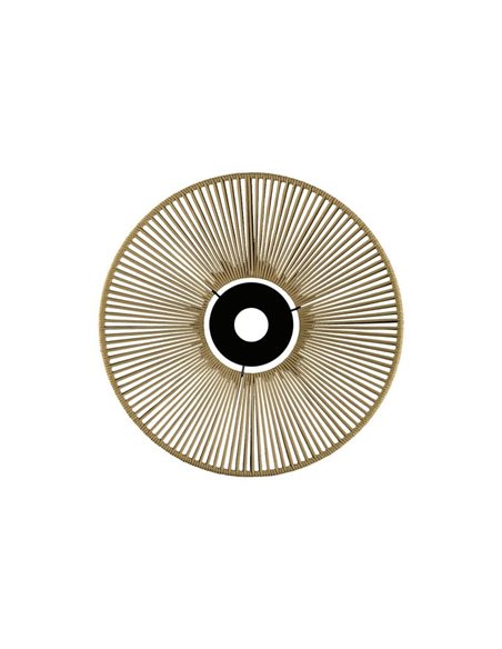 Abajur Ø 50cm PAMELA H50 mm + Disco Preto em corda e rattan, cores diversas -Configurável-
