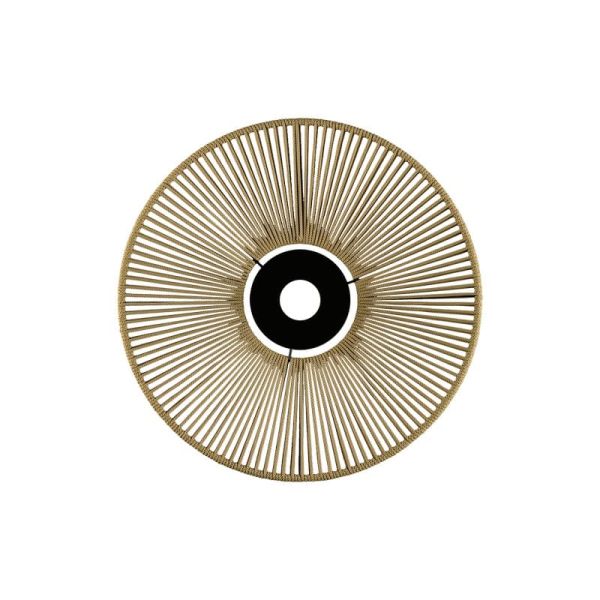 Abajur Ø 50cm PAMELA H50 mm + Disco Preto em corda e rattan, cores diversas -Configurável-