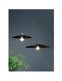 Abajur Ø 50cm PAMELA H50 mm + Disco Preto em corda e rattan, cores diversas -Configurável-