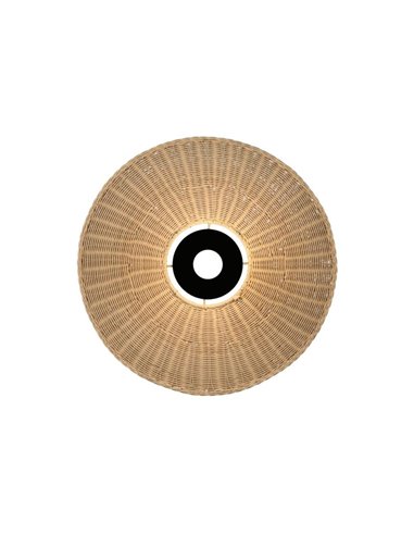 Abat-jour Ø 50cm PAMELA H50 mm + Disque Noir en corde et rotin, différents coloris -Configurable-