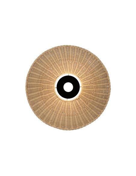 Abajur Ø 50cm PAMELA H50 mm + Disco Preto em corda e rattan, cores diversas -Configurável-