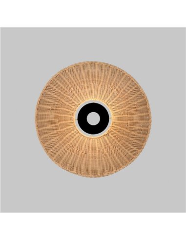 Abajur Ø 50cm PAMELA H50 mm + Disco Preto em corda e rattan, cores diversas -Configurável-