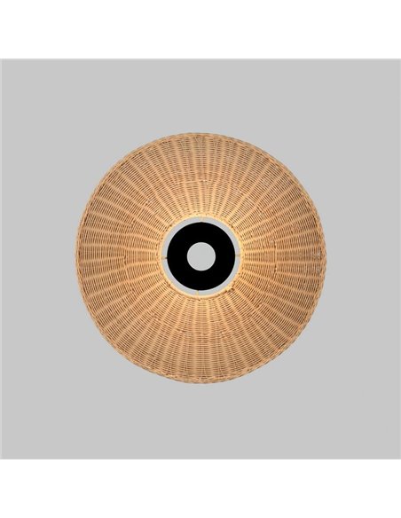Abat-jour Ø 50cm PAMELA H50 mm + Disque Noir en corde et rotin, différents coloris -Configurable-