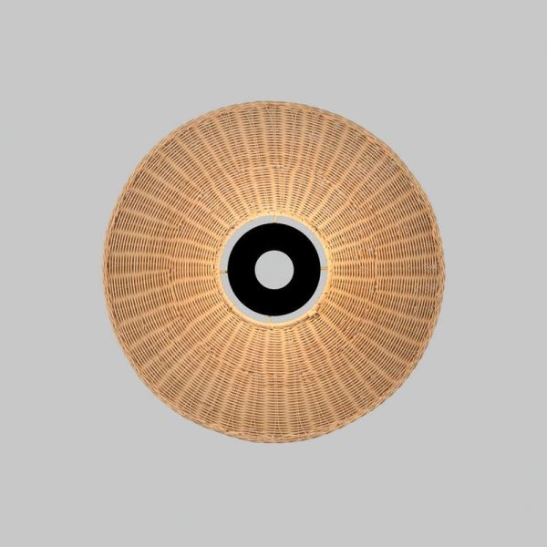 Abajur Ø 50cm PAMELA H50 mm + Disco Preto em corda e rattan, cores diversas -Configurável-