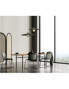 Abajur Ø 68cm PAMELA H70 mm + Disco Preto em corda e rattan, cores diversas -Configurável- 2