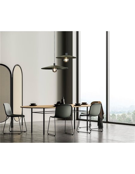 Abajur Ø 68cm PAMELA H70 mm + Disco Preto em corda e rattan, cores diversas -Configurável-