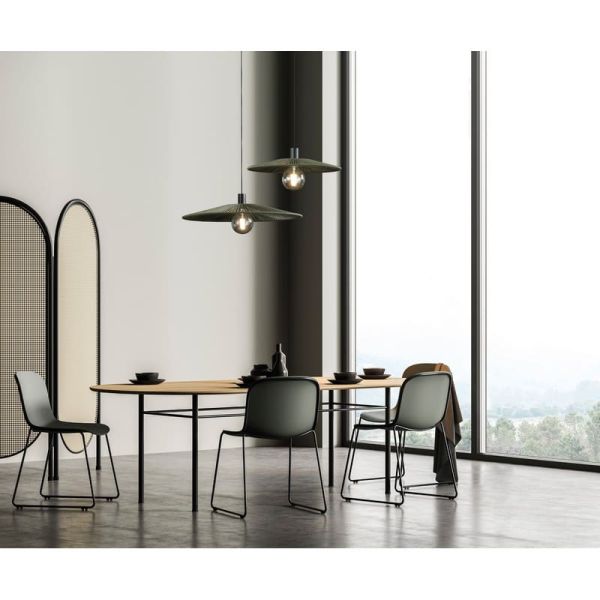 Pantalla de Ø 68cm PAMELA H70 mm + Disco Negro en cuerda y ratán, distintos colores -Configurable-