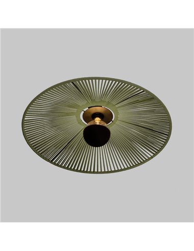 Abajur Ø 68cm PAMELA H70 mm + Disco Preto em corda e rattan, cores diversas -Configurável-