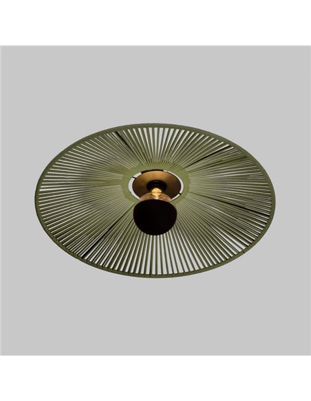 Abajur Ø 68cm PAMELA H70 mm + Disco Preto em corda e rattan, cores diversas -Configurável-