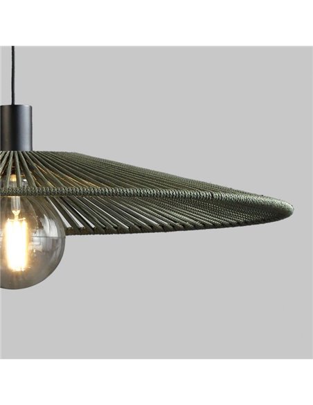 Abajur Ø 68cm PAMELA H70 mm + Disco Preto em corda e rattan, cores diversas -Configurável-