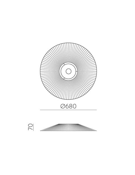 Abat-jour Ø 68cm PAMELA H70 mm + Disque Noir en corde et rotin, différents coloris -Configurable-