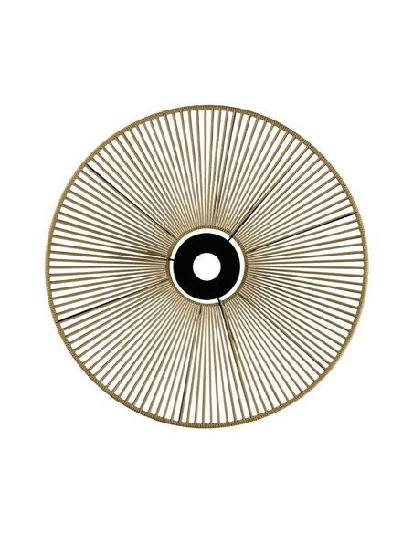 Abajur Ø 68cm PAMELA H70 mm + Disco Preto em corda e rattan, cores diversas -Configurável-