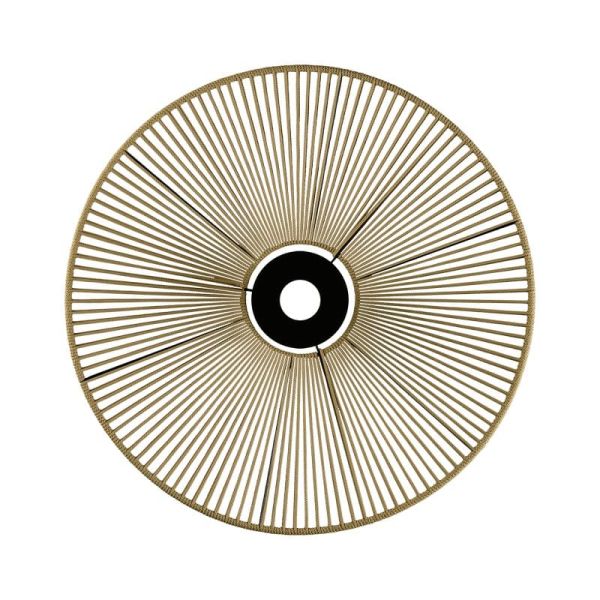 Abajur Ø 68cm PAMELA H70 mm + Disco Preto em corda e rattan, cores diversas -Configurável-