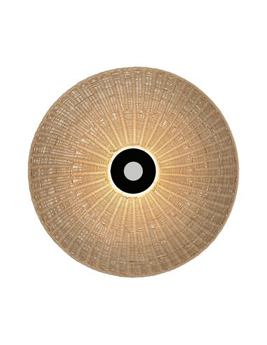 Abajur Ø 68cm PAMELA H70 mm + Disco Preto em corda e rattan, cores diversas -Configurável-