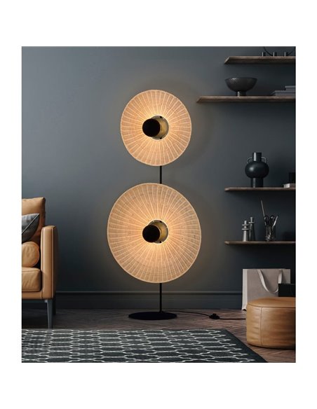 Pantalla de Ø 68cm PAMELA H70 mm + Disco Negro en cuerda y ratán, distintos colores -Configurable-