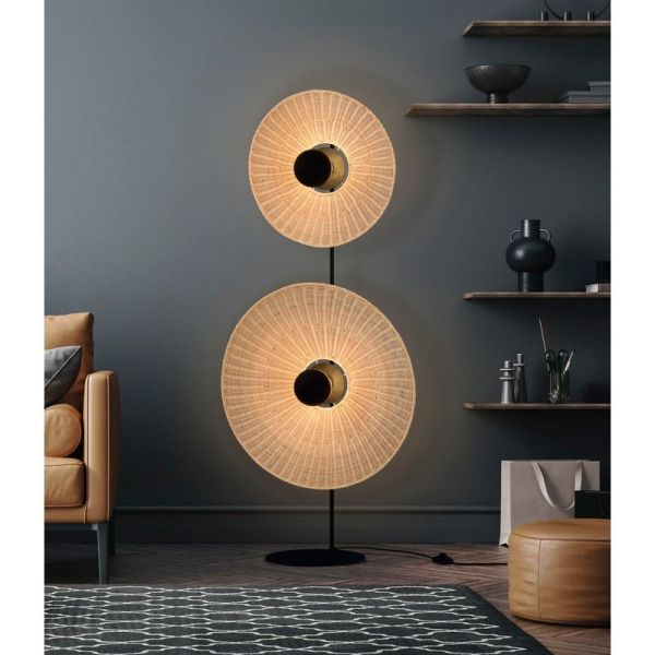 Pantalla de Ø 68cm PAMELA H70 mm + Disco Negro en cuerda y ratán, distintos colores -Configurable-