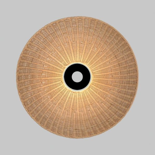Abat-jour Ø 68cm PAMELA H70 mm + Disque Noir en corde et rotin, différents coloris -Configurable-