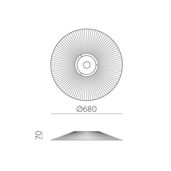 Abat-jour Ø 68cm PAMELA H70 mm + Disque Noir en corde et rotin, différents coloris -Configurable-
